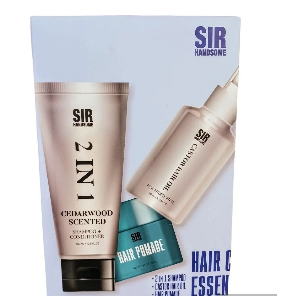 Sir‎ Hansome 3 PRODUCTS Men Hair Care ESSENTIALS Shampoo Hair Oil Shine Pomade